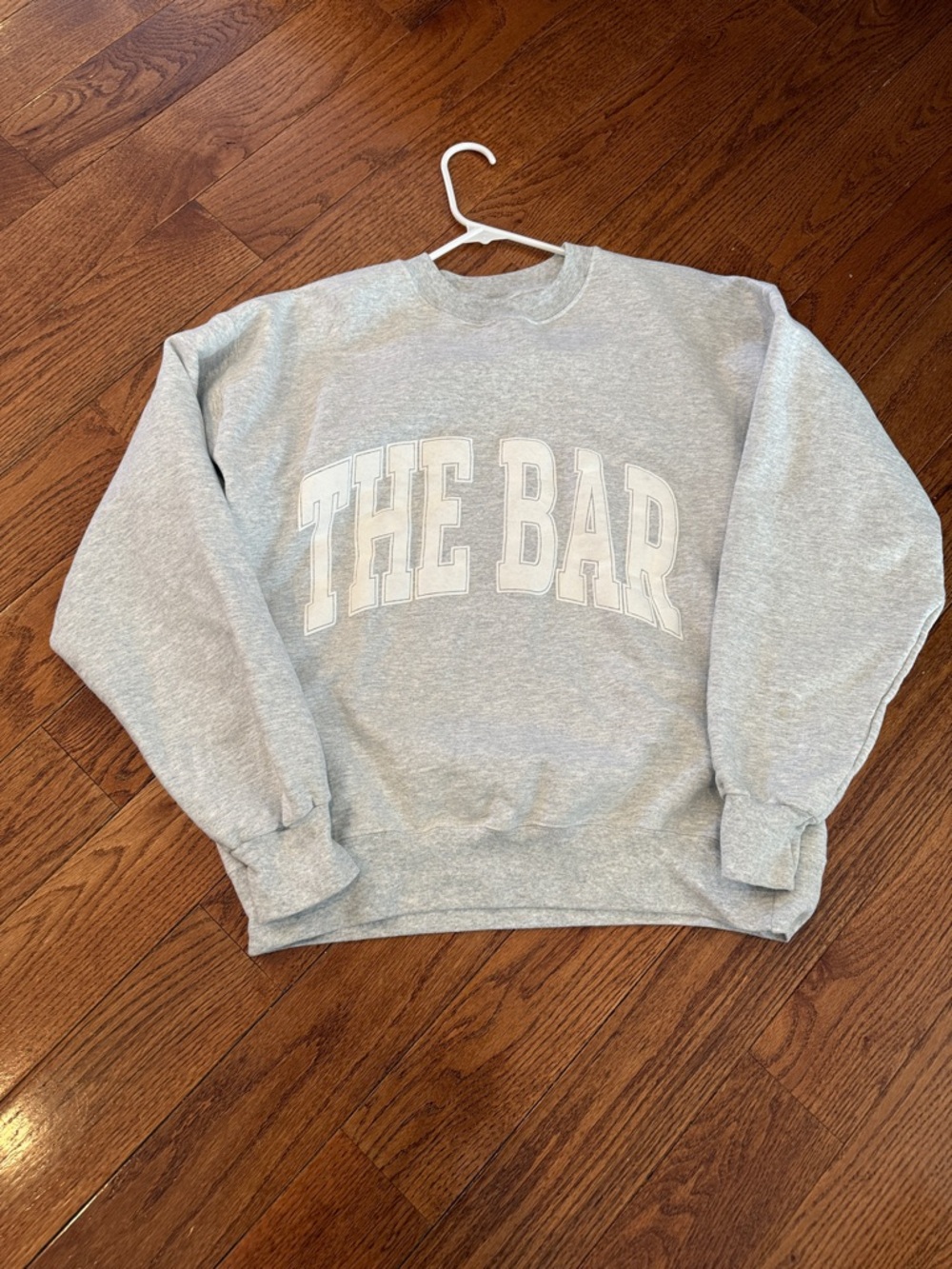 The Bar Light Gray Crewneck with White Arch Lettering